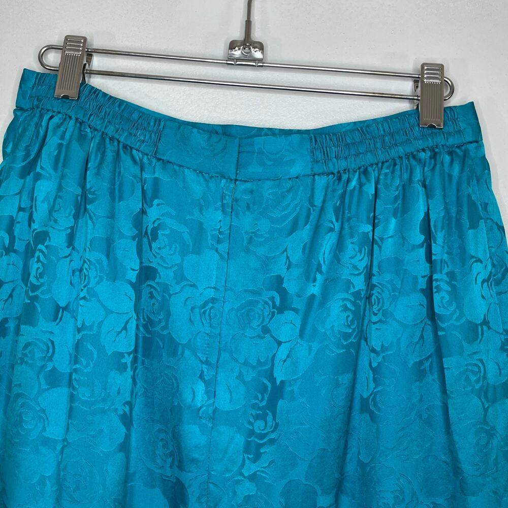 VTG 80s ADRIANNA PAPELL Women Skirt/Jackets Set Floral Long Sleeve Silk 12P Blue - Picture 8 of 14